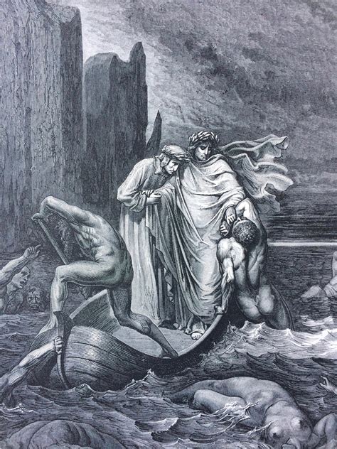 1870 Dante's Inferno Original Antique Gustave Dore Engraving - Mounted ...