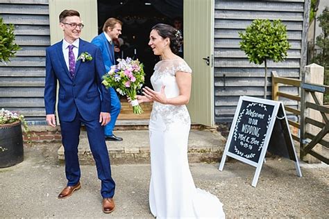 English country barn wedding with cottage garden flowers