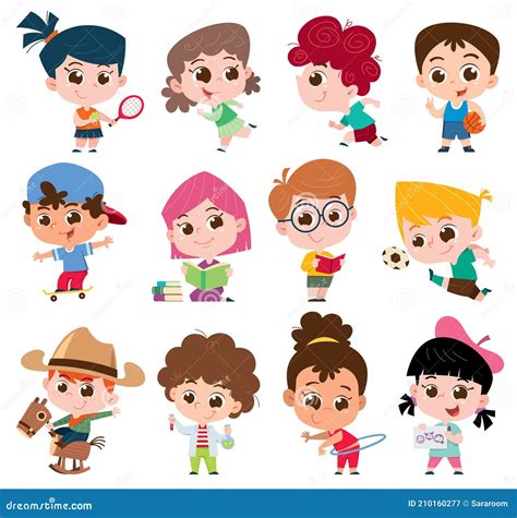 Kids character stock vector. Illustration of collection - 210160277