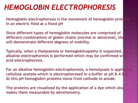 Hemoglobin electrophoresis