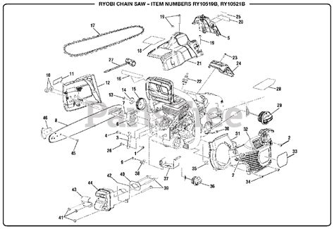 Ryobi RY 10521 B - Ryobi Chainsaw, 46cc General Assembly Parts Lookup ...