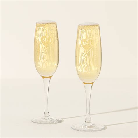 Etched Champagne Flutes - Set of 2 | custom glass | UncommonGoods