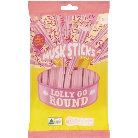 Lolly Go Round Musk Sticks 320g | Woolworths