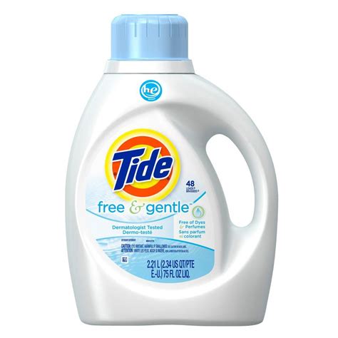 Tide 75 oz. Free and Gentle HE Liquid Laundry Detergent (48-Loads ...