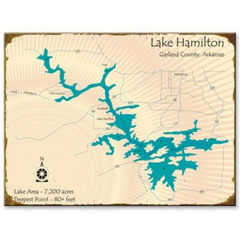 Lake Hamilton Map Vintage Sign | Lake Art Signs – Lakehouse Outfitters