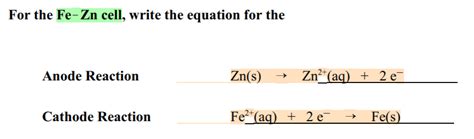 Solved Write the anode and cathode reaction for Zn | Chegg.com