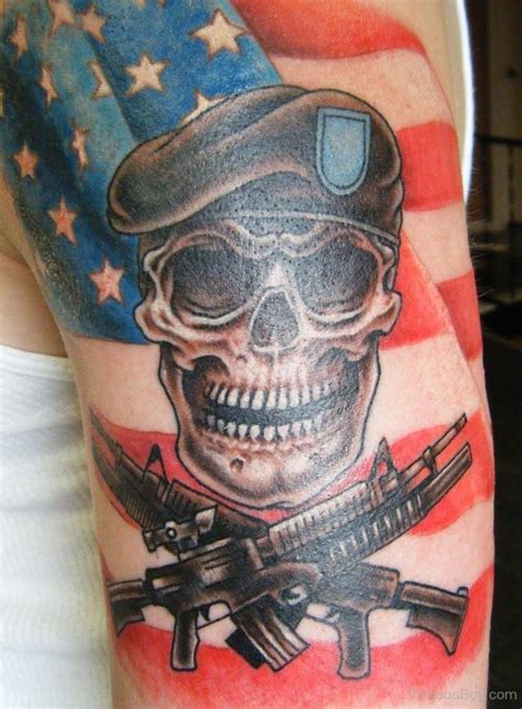 US Flag And Skull Tattoo - Tattoos Designs