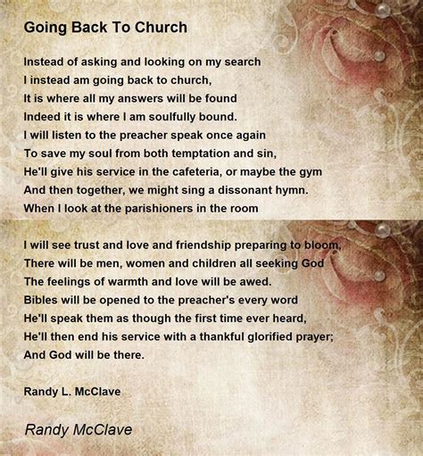 Going Back To Church - Going Back To Church Poem by Randy McClave