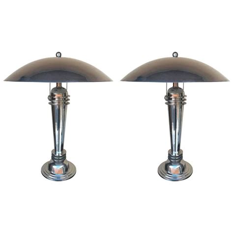 Pair of Art Deco Style Chrome Lamps For Sale at 1stdibs