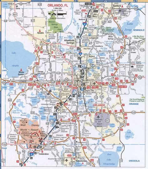 Orlando FL road map, printable map highway Orlando city surrounding area