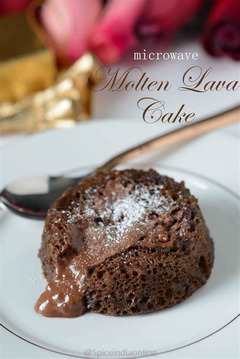 Microwave Eggless Molten Lava Cake Recipe — Spiceindiaonline