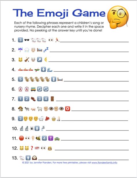 Free Printable Emoji Game - Flanders Family Home Life