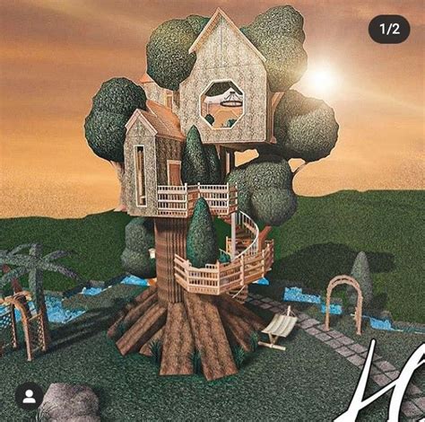 an image of a tree house on top of a hill