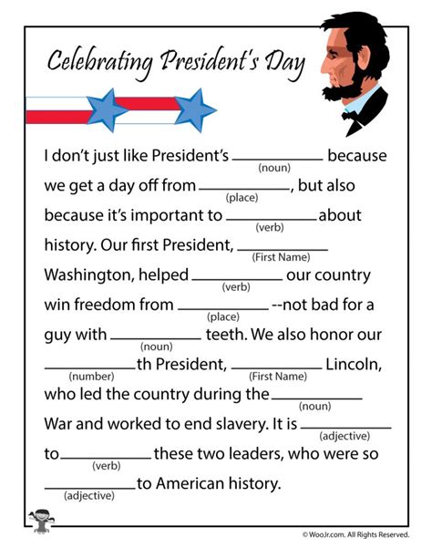 Presidents Day Mad Libs | Woo! Jr. Kids Activities