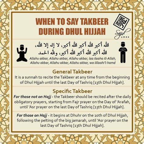 When to say Takbeer during Dhul Hijjah | Islamic quotes quran, Islamic ...