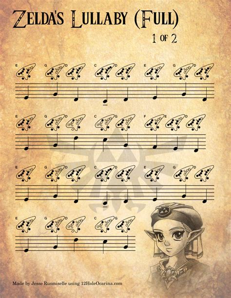 Ocarina Music Sheets For Zelda