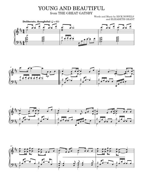 young and beautiful Sheet music for Piano by Lana Del Rey Official ...