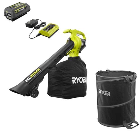 RYOBI 40V Vac Attack Cordless Leaf Vacuum/Mulcher and Lawn and Leaf Bag ...