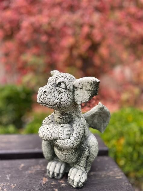 Little DRAGON Statues 11 lb. Concrete Dragon Cement Dragons | Etsy