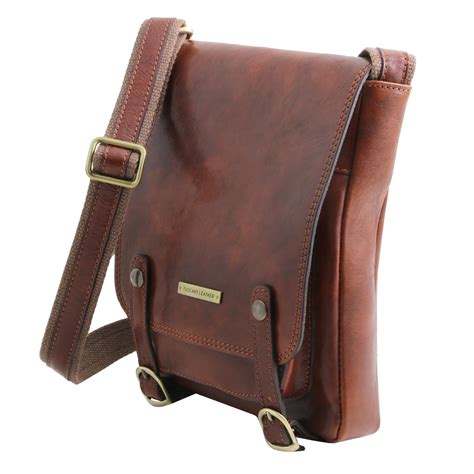 Roby Leather cross-body bag for men with front straps