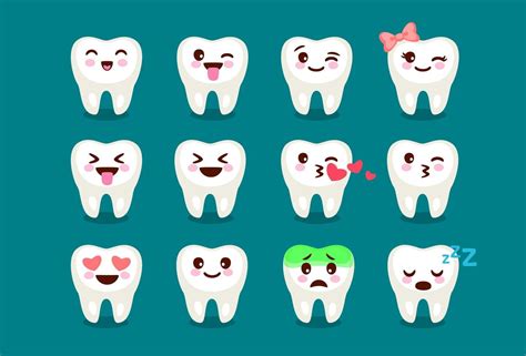 Set of cute dental teeth emoji | Teeth emoji, Cute tooth, Emoji