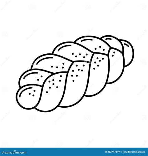 Challah Bread Cartoon Line Icon Stock Vector - Illustration of loaf ...