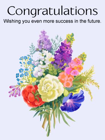 Congratulations Card with Watercolor Flowers