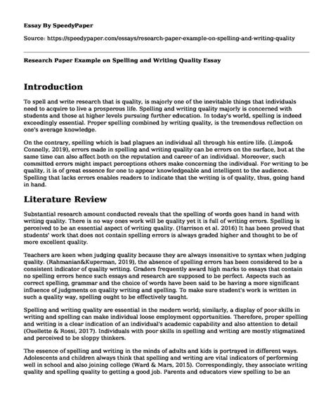 📚 Research Paper Example on Spelling and Writing Quality | SpeedyPaper.com