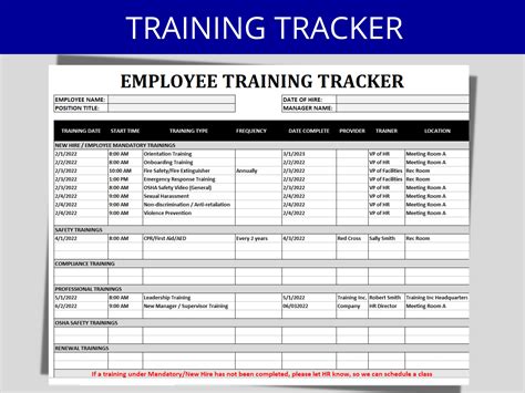 Training Template Excel