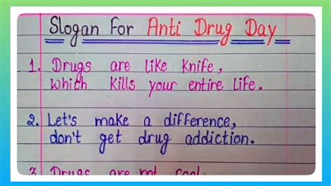 Say No To Drugs Slogans In English