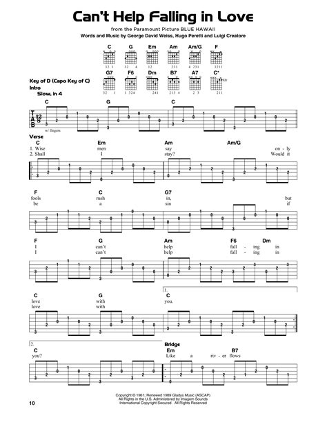 Can't Help Falling In Love by Elvis Presley - Guitar Lead Sheet ...