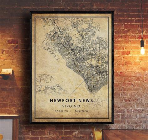 Newport News Map Print Newport News Map Virginia Map Art Newport News ...