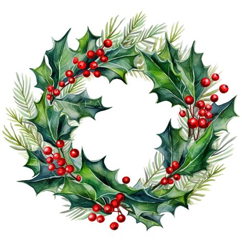 Holly Wreath Png Clipart - Etsy