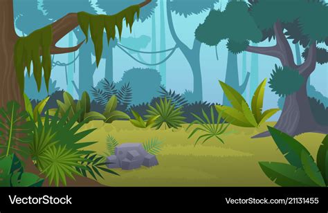 Cartoon empty tropical rainforest jungle Vector Image