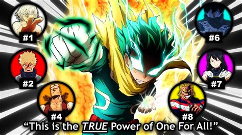 DEKU'S NEW GODLY POWER REVEALED: All 9 One For All Users & Their Quirks ...