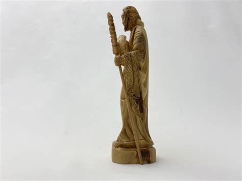 The Good Shepherd Statue - Bethlehem Wood Carving