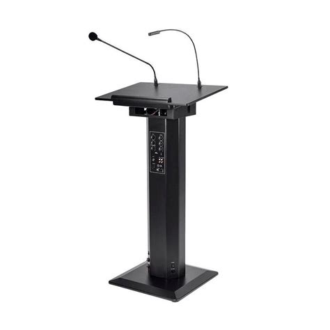 This 47 inch lectern features a built-in 60-watt amplifier and speakers ...