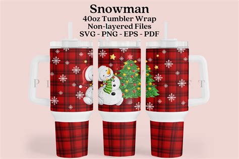 Snowman Christmas 40oz Tumbler Wrap SVG Graphic by planstocraft ...