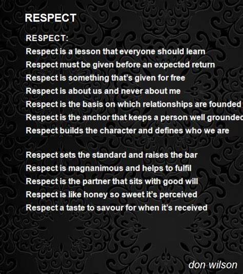 Respect Poem by don wilson - Poem Hunter