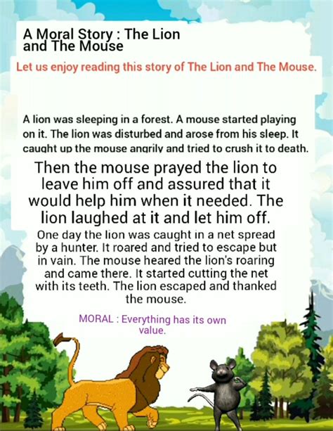 # intresting story for kids# Lion And The Mouse, Moral Stories, Stories ...