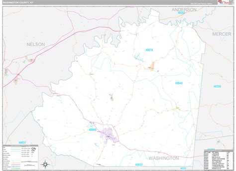 Washington County, KY Wall Map Premium Style by MarketMAPS