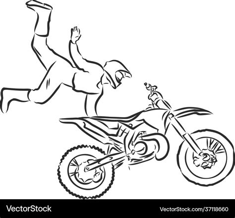 Motocross motorbike hand drawn sketch Royalty Free Vector