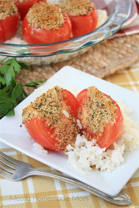 Baked Stuffed Tomatoes and Rice | Mostly Homemade Mom