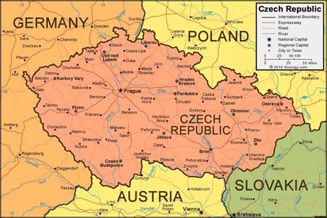 Czech republic map and surrounding countries - Map of Czech republic ...