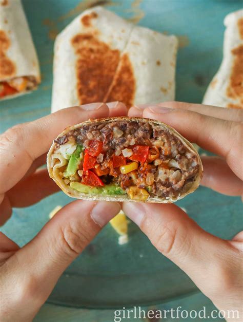 Refried Bean Burrito Recipe | Girl Heart Food®