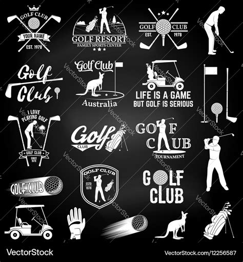 Set of golf club concept with golfer silhouette Vector Image