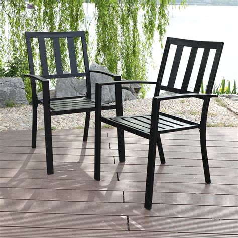 MF Studio Metal Patio Outdoor Dining Chairs Set of 2 Stackable Bistro ...