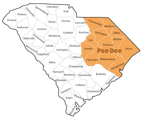 South Carolina Pee Dee Region Map - Ailina Laurette