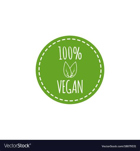 Round vegan logo with leaf elements Royalty Free Vector