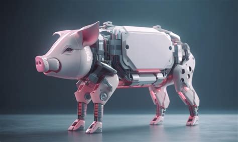 A robot pig in the style of robotic livestock mechanical farm animals ...